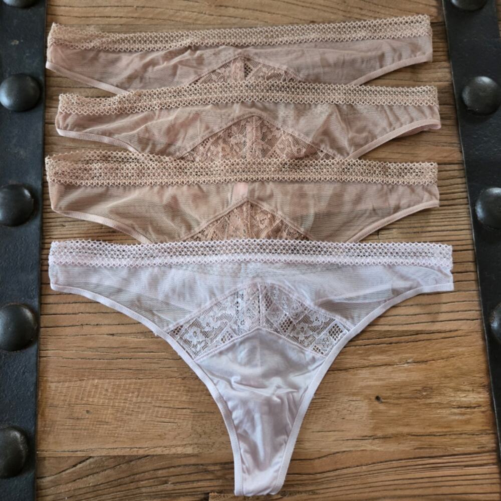 Victoria's Secret Mesh Smooth Body by Victoria Thong Bundle Sz M New 4 piece